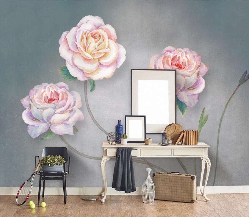 3D Red Flowers WC2014 Wall Murals