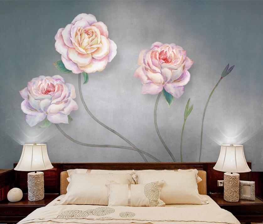 3D Red Flowers WC2014 Wall Murals