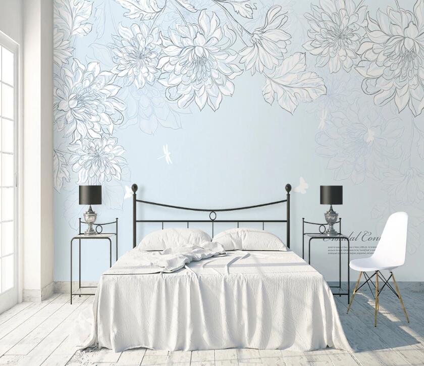 3D White Flowers WC48 Wall Murals Wallpaper AJ Wallpaper 2 