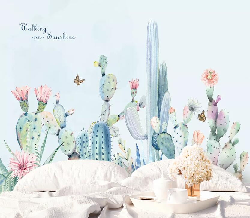 3D Butterfly Cactus WC1972 Wall Murals