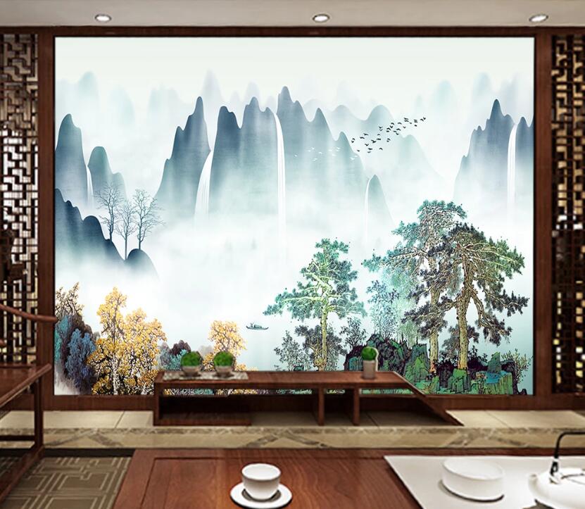 3D Misty Valley WC01 Wall Murals Wallpaper AJ Wallpaper 2 