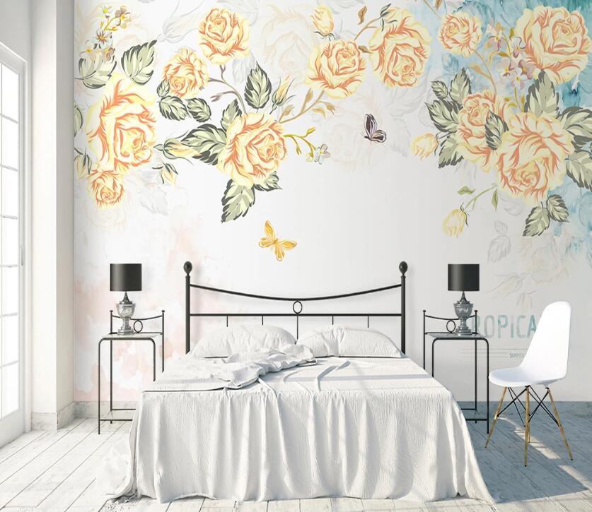 3D Yellow Rose WC1968 Wall Murals