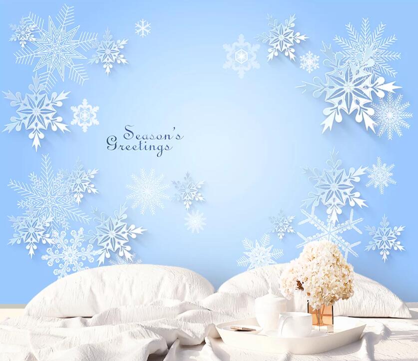 3D White Snowflake WC1950 Wall Murals