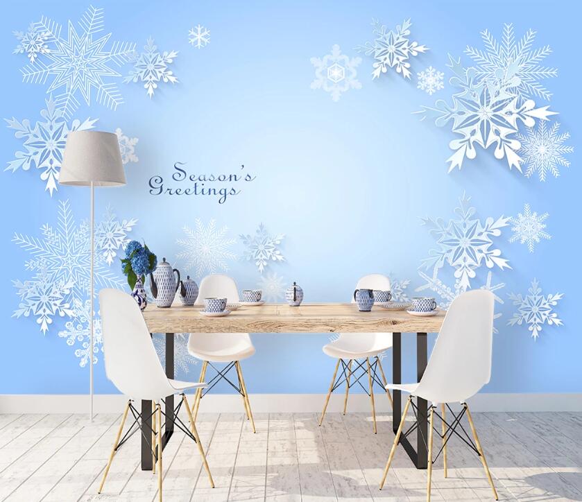 3D White Snowflake WC1950 Wall Murals