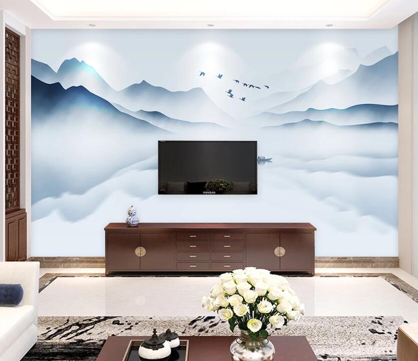 3D Lake Fog Bird WC1947 Wall Murals