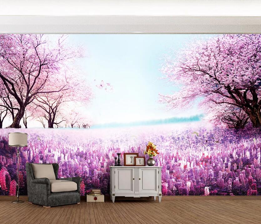 3D Purple Lavender WC1944 Wall Murals