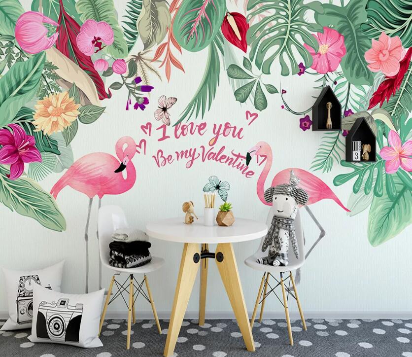 3D Flower Flamingo WC1940 Wall Murals