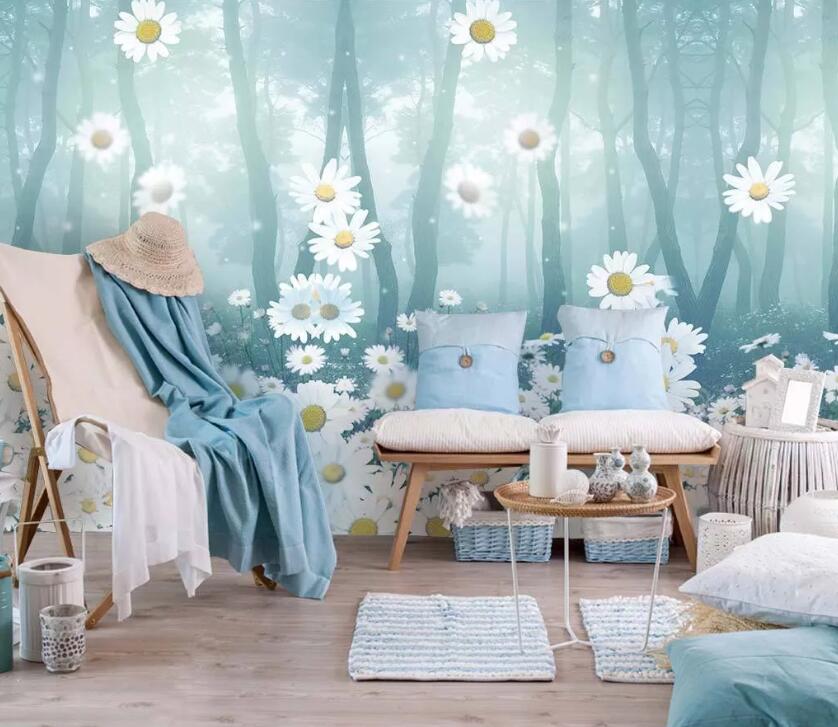 3D White Daisy WC1928 Wall Murals