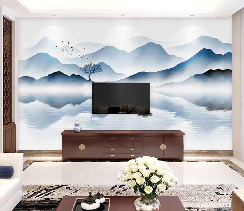 3D Peak Tree Boat WC1914 Wall Murals