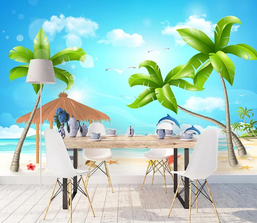 3D Beach Tree WC1911 Wall Murals