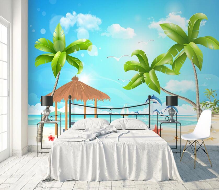 3D Beach Tree WC1911 Wall Murals