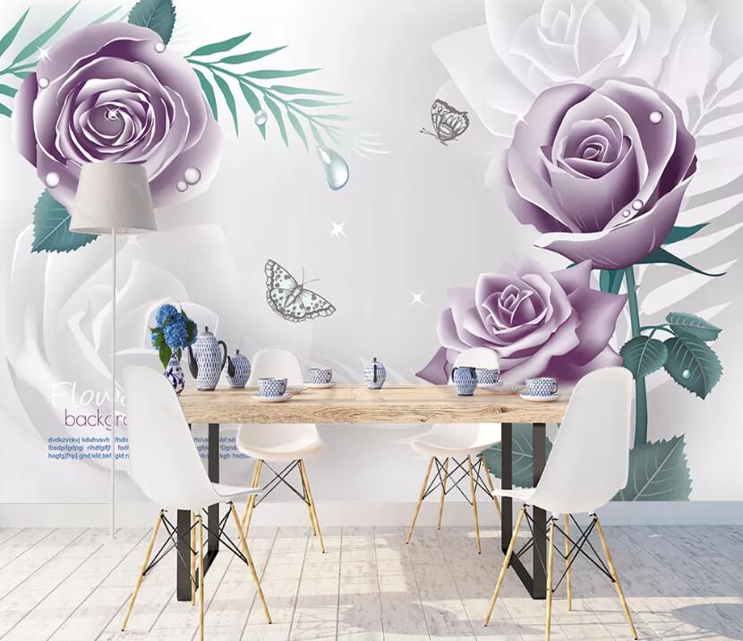 3D Purple Rose WC1909 Wall Murals