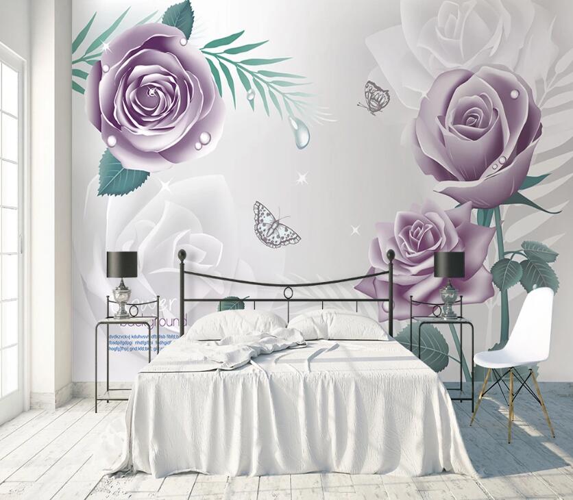 3D Purple Rose WC1909 Wall Murals