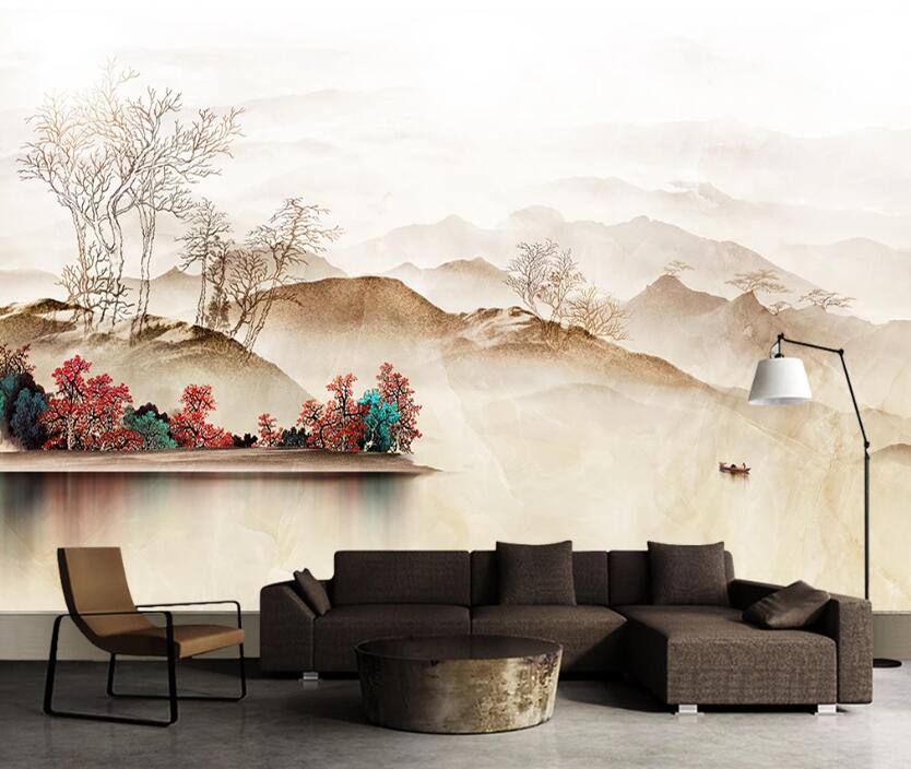 3D Lakeside Tree WC1900 Wall Murals