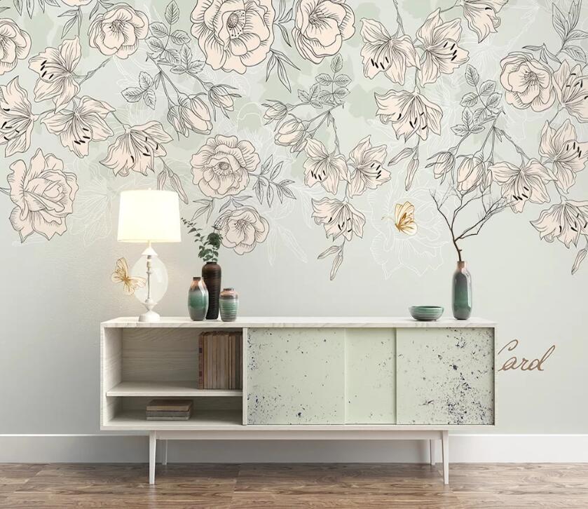 3D Sketch Rose WC1898 Wall Murals