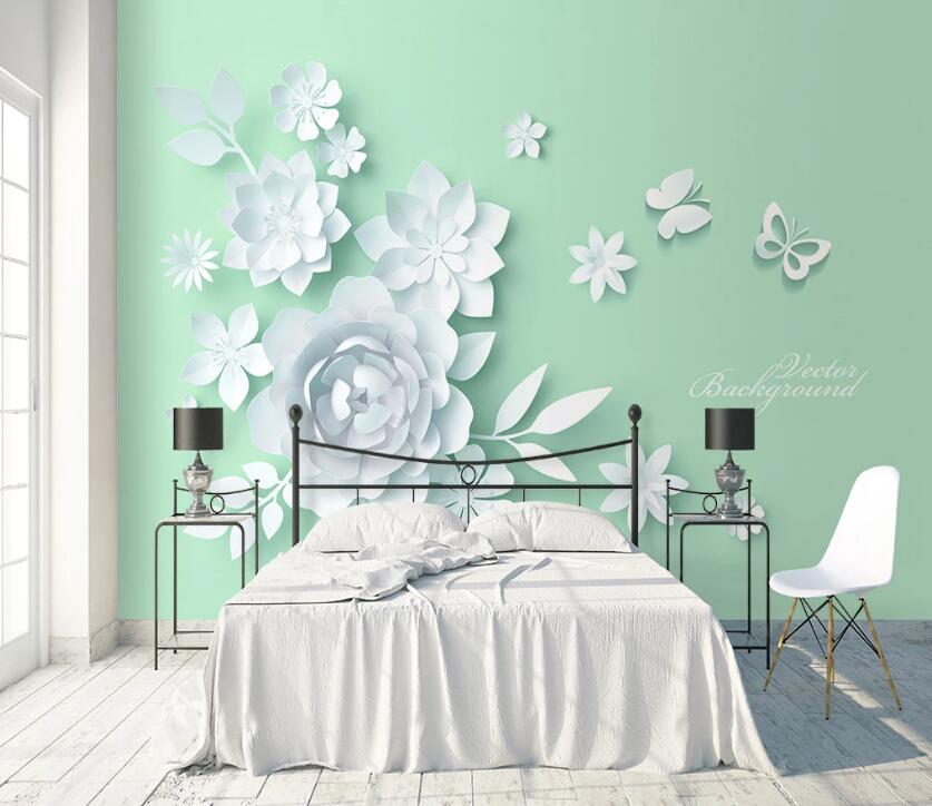 3D White Butterfly WC1884 Wall Murals