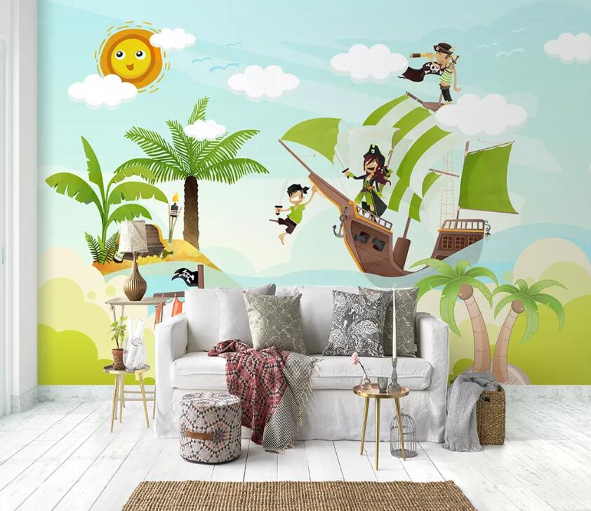 3D Pirate Ship WC1875 Wall Murals