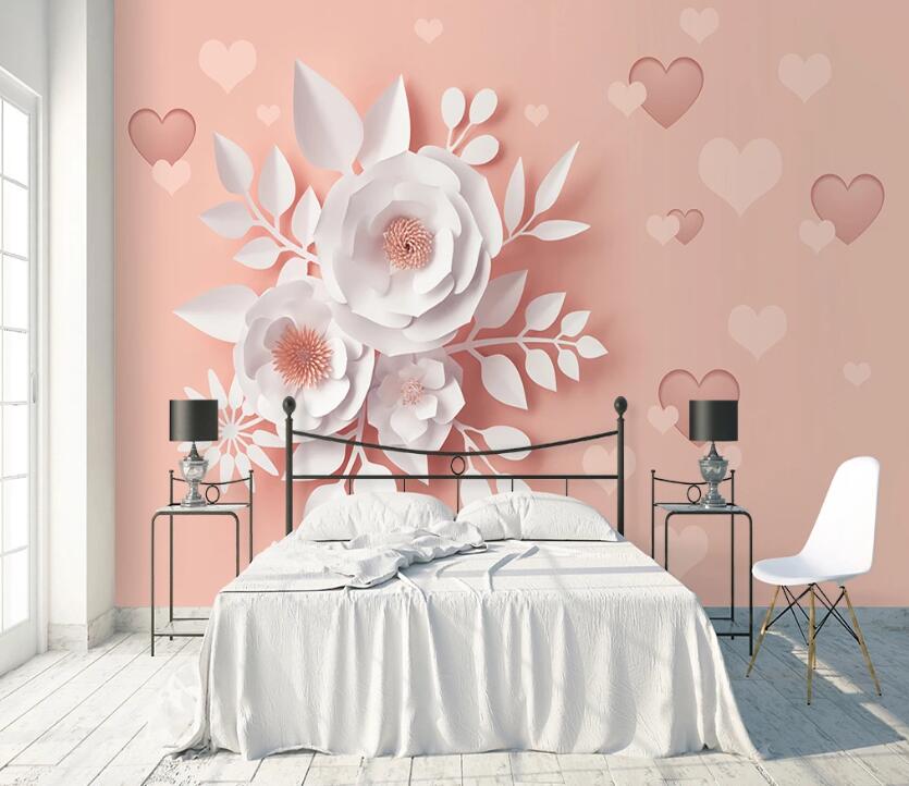 3D Love White Flower WC1874 Wall Murals