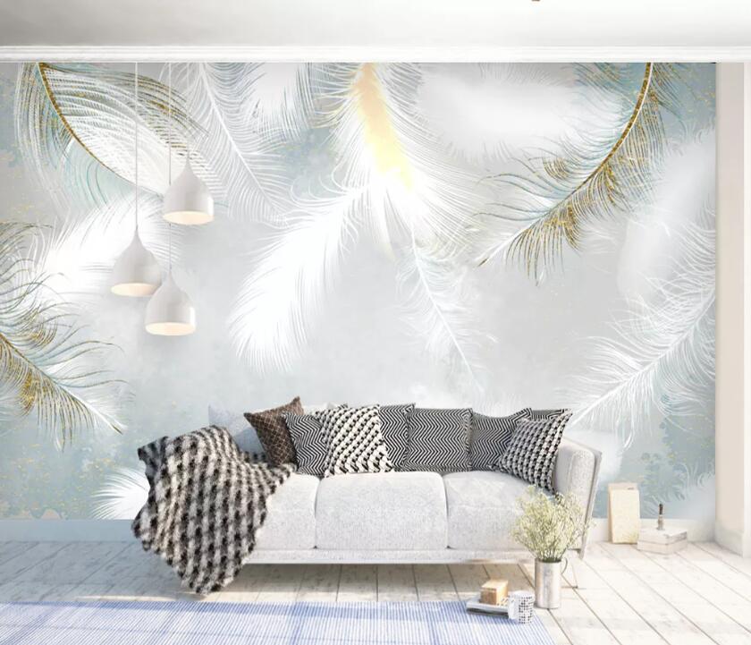 3D White Feather WC33 Wall Murals Wallpaper AJ Wallpaper 2 