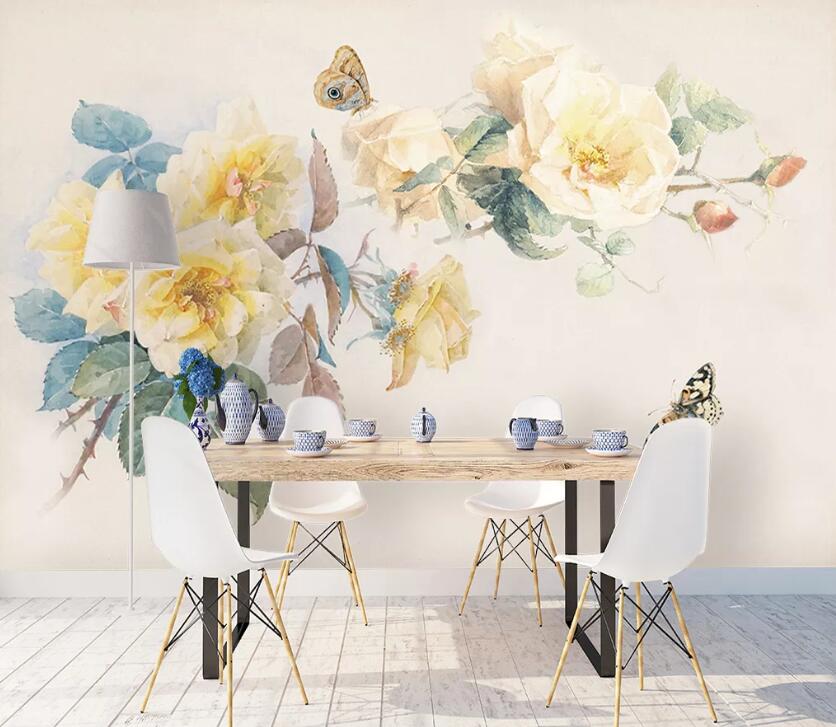 3D Rose Butterfly WC1871 Wall Murals