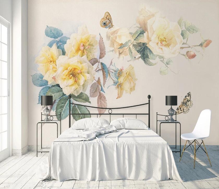 3D Rose Butterfly WC1871 Wall Murals