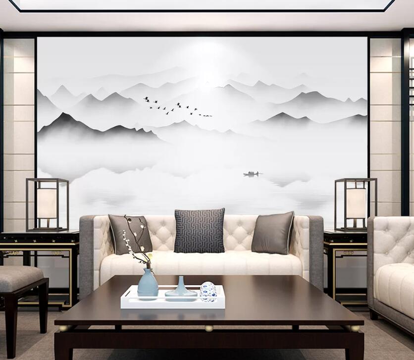 3D Mountain Shadow WC1869 Wall Murals