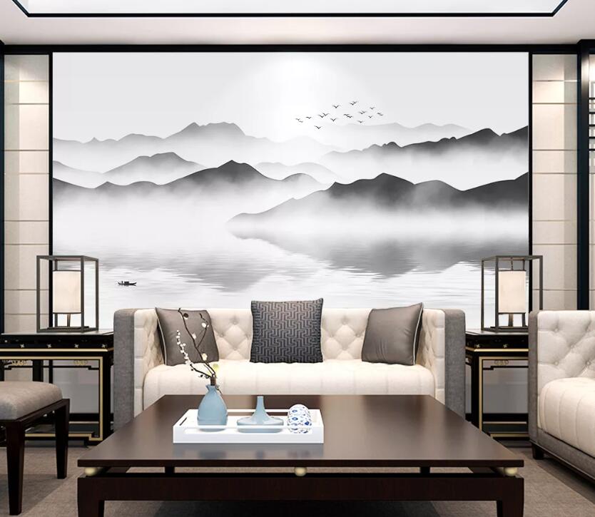 3D Lake Mountain WC1847 Wall Murals