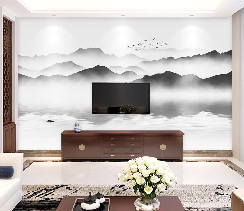 3D Lake Mountain WC1847 Wall Murals