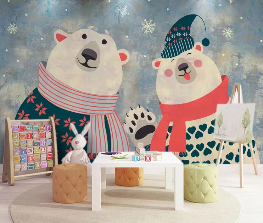 3D Bear Snowflake WC1835 Wall Murals