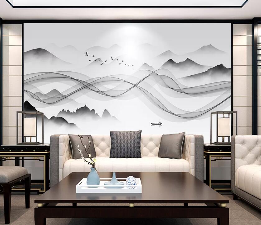 3D Misty Mountain WC1831 Wall Murals