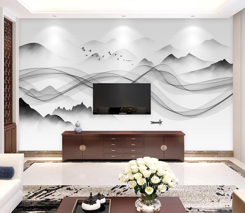 3D Misty Mountain WC1831 Wall Murals