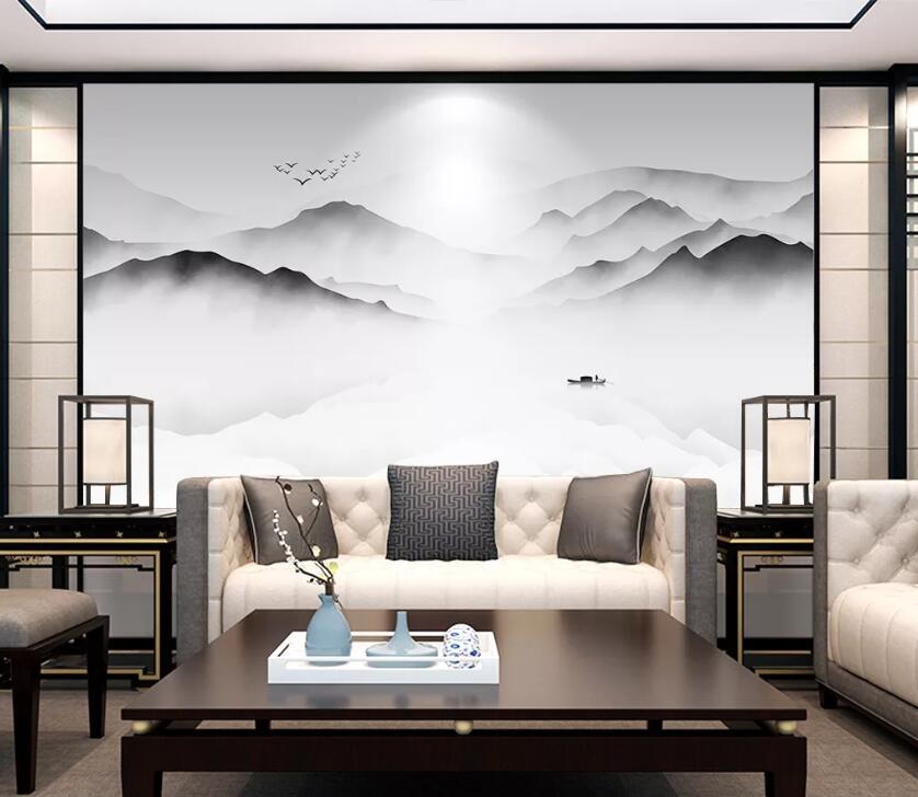 3D Hazy Mountains WC1823 Wall Murals