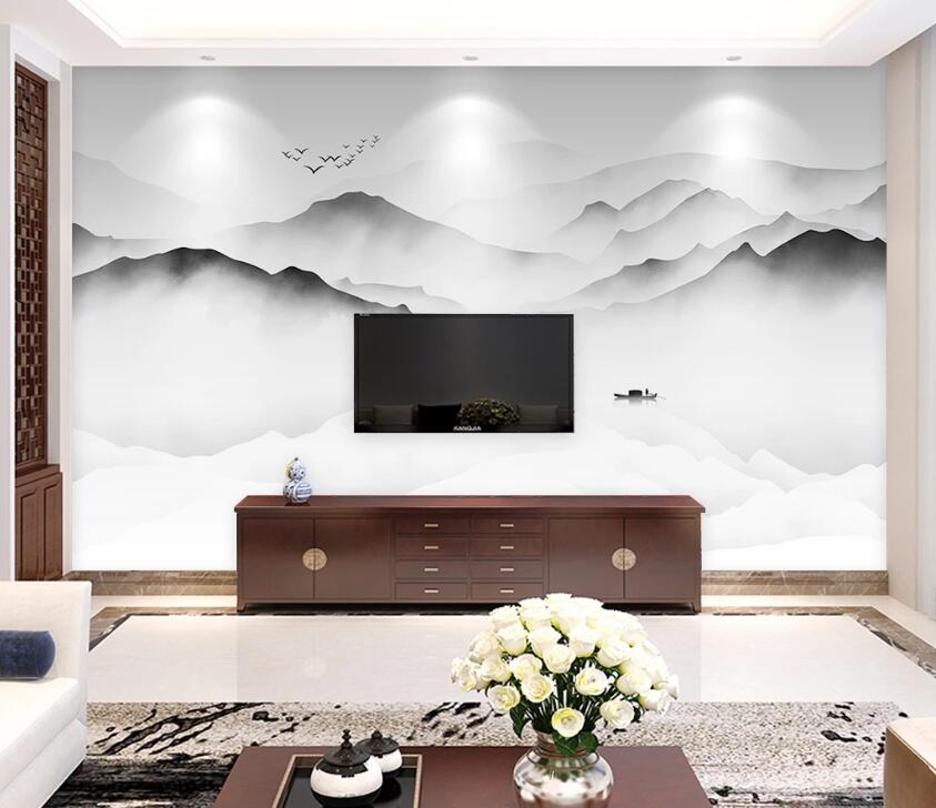 3D Hazy Mountains WC1823 Wall Murals