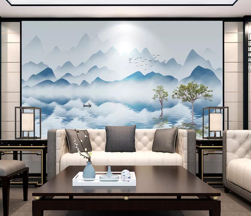 3D Beautiful River Mountain WC71 Wall Murals Wallpaper AJ Wallpaper 2 