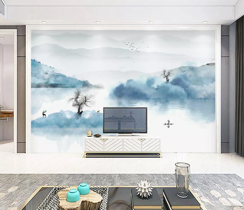 3D Fisherman River WC1815 Wall Murals