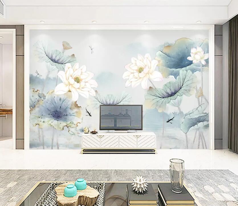 3D Lotus Pond Fish WC1814 Wall Murals