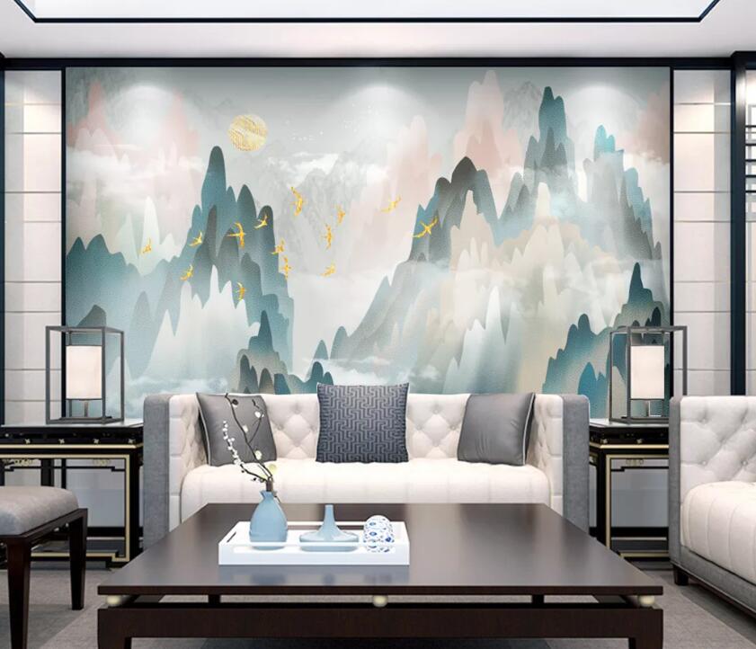 3D Green Mountain WC1805 Wall Murals