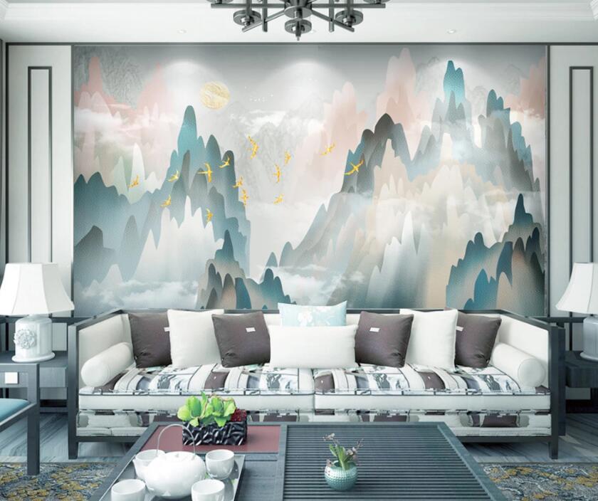 3D Green Mountain WC1805 Wall Murals