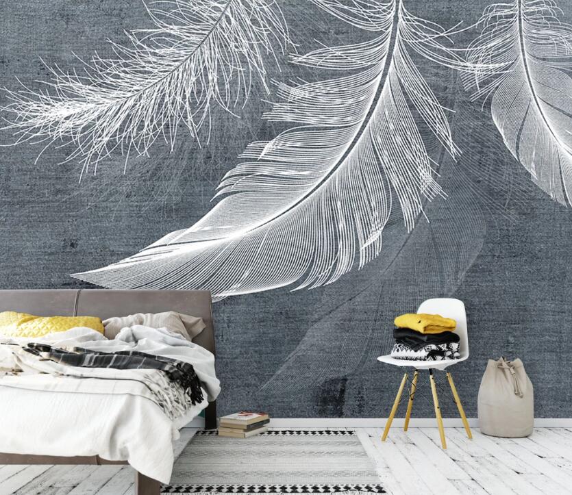 3D White Feather WC28 Wall Murals Wallpaper AJ Wallpaper 2 