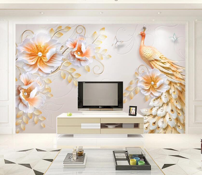 3D Flower Peacock WC17 Wall Murals Wallpaper AJ Wallpaper 2 