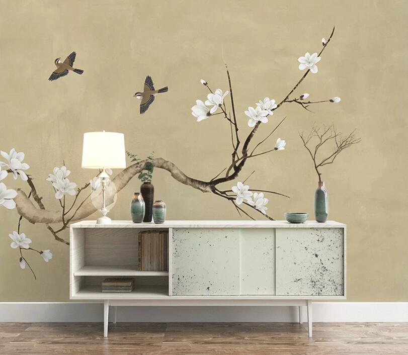 3D White Flowers WC12 Wall Murals Wallpaper AJ Wallpaper 2 