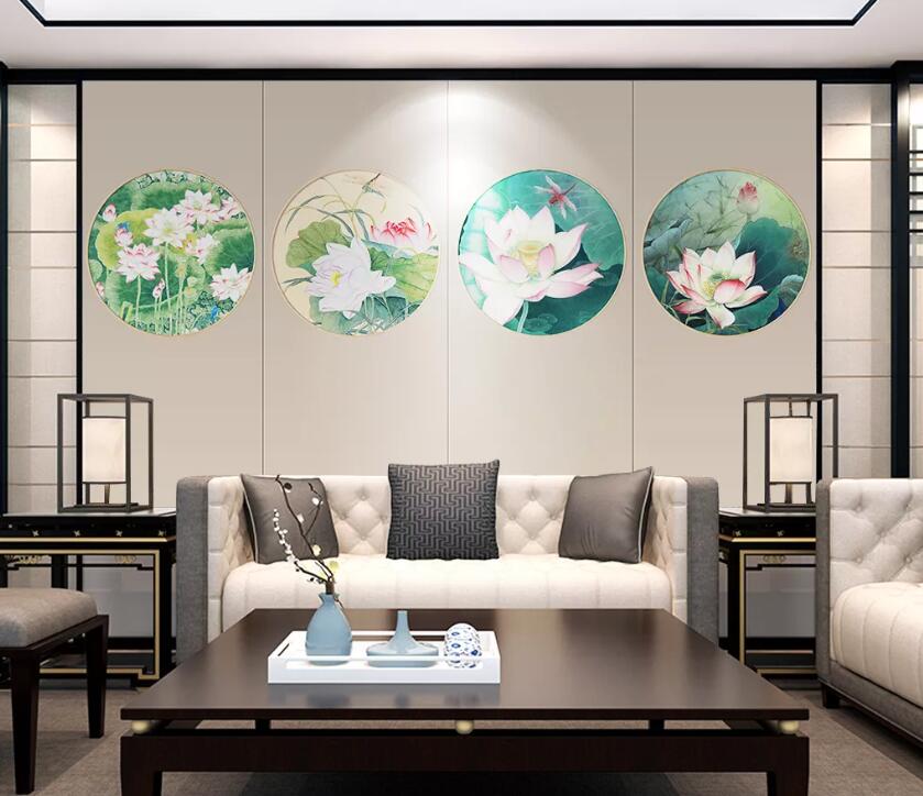 3D Circle Lotus WC1783 Wall Murals