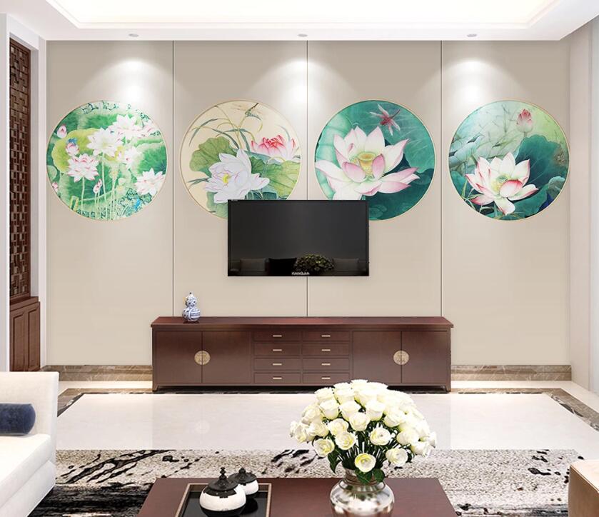 3D Circle Lotus WC1783 Wall Murals