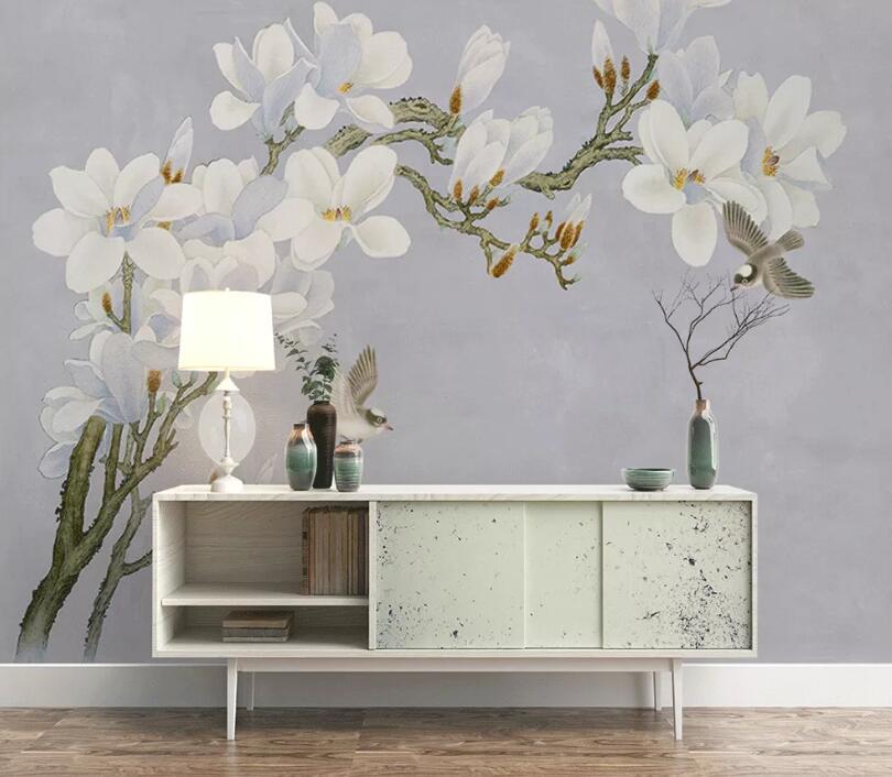 3D White Flower WC1781 Wall Murals