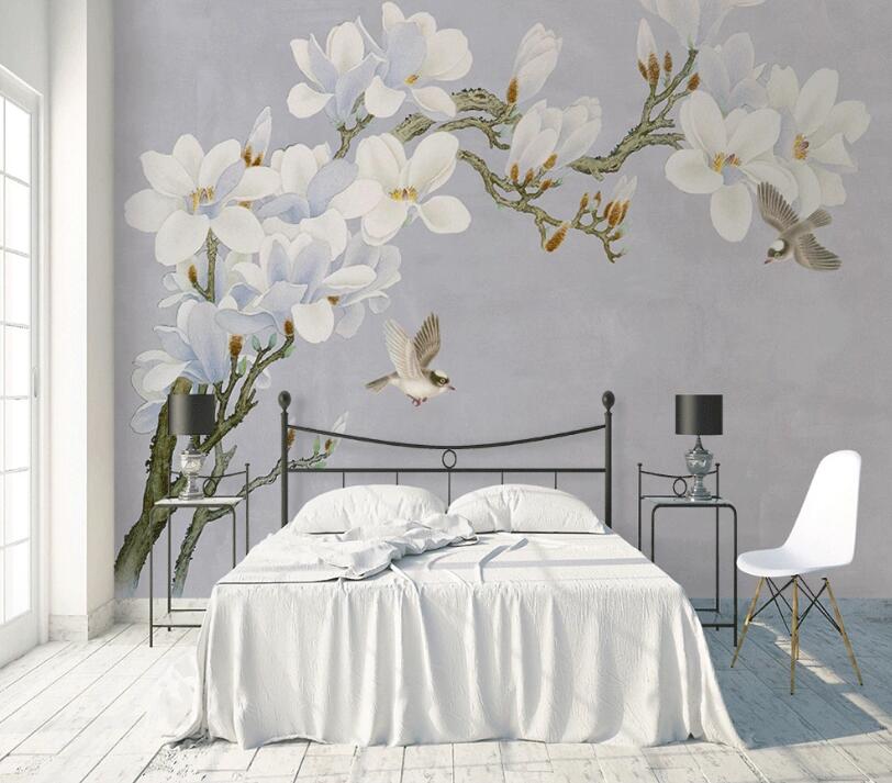 3D White Flowers WC08 Wall Murals Wallpaper AJ Wallpaper 2 