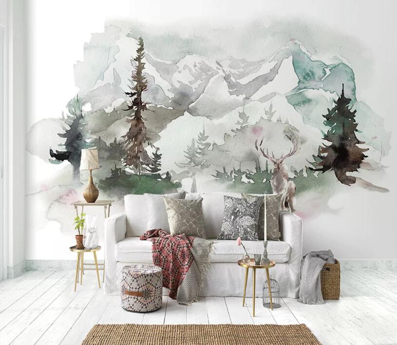 3D Hillside Tree WC1765 Wall Murals