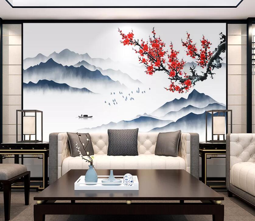 3D Mountain Plum WC1755 Wall Murals