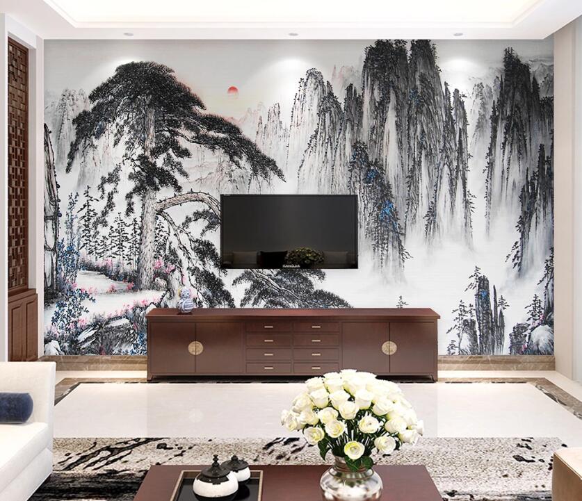 3D Mountain Cliff WC1743 Wall Murals