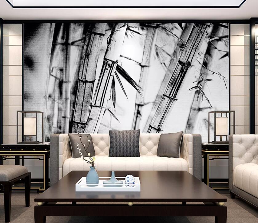 3D Black Bamboo WC1738 Wall Murals