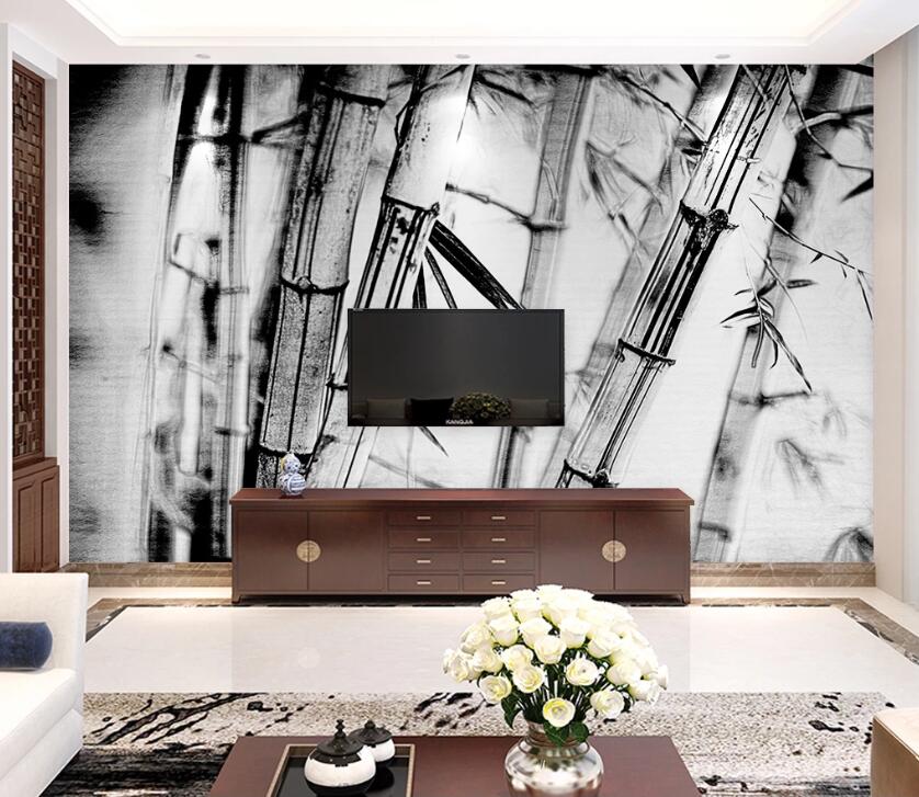 3D Black Bamboo WC1738 Wall Murals